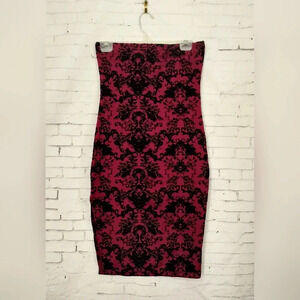 A'GACI size Medium Merlot Black Velvet Elastic Waist Skirt Bodycon Dress Grunge